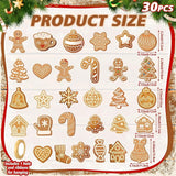 Rtteri 30 Pcs Christmas Gingerbread House Decorations Bulk 5 x 6 Inch Double Sided Snowflake Gingerbread Candy Canes Plastic Hanging Ornaments for Xmas Tree Yard Porch Lawn Holiday Decorations