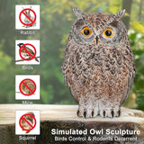 2 Pack Realistic Owl Statues for Indoor & Outdoor Decoration, Effective Birds Deterrent for Garden, Patio, Yard, and Home Decor, Suitable for Spring Decor (Brown & Gray)