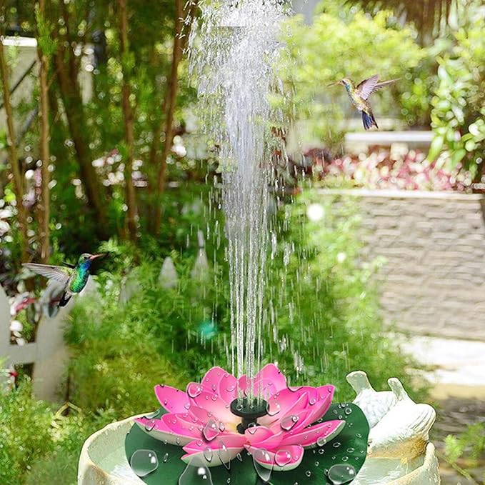 Solar Garden Fountain Water Lilies Designs Outdoor Bird Bath Accessories Suitable for Patios and Fish Pond Fish Pond Accessories