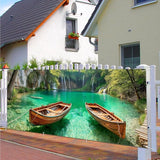 13x6 ft Serene Canoe Lake Garage Door Banner - Calm Forest Reflection Backdrop, Hanging Garage Decorations - for Fall Thanksgiving Family Gathering Background, Rustic Outdoor Wall Sign