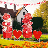 Yuntau 4 Pcs Valentine's Day Yard Signs Gift Box Outdoor Sign with Stakes Valentine Red Love Bear Heart Lawn for Holiday Pathway Lawn Stake Walkway Patio Party Wedding Anniversary Decor