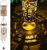 French Bulldog Solar Wind Chimes for Outside - Dog Decor Gifts Outdoor Solar Lantern Wind Chimes, Metal Decorative Hanging Lights for Patio Porch Yard Lawn