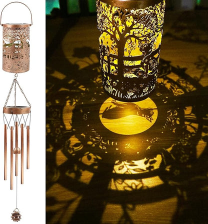 French Bulldog Solar Wind Chimes for Outside - Dog Decor Gifts Outdoor Solar Lantern Wind Chimes, Metal Decorative Hanging Lights for Patio Porch Yard Lawn