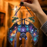 2 Halloween Decorations Bat Raven Acrylic Suncatchers, 6" Window Hanging Bat Gothic Decor, Spooky Raven Halloween Ornament Gifts, Idea Gifts Holiday Keepsake, Scary Home Indoor Outdoor Display SS344