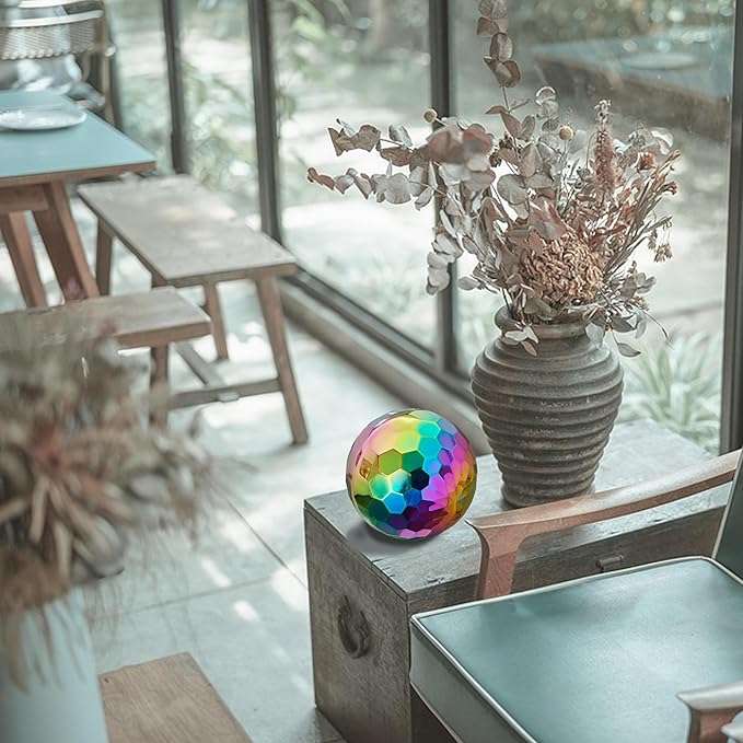 304 Stainless Steel Gazing Ball Sculptures Diamond Ball Decoration Mirror Hollow Decor Ball Reflective Garden Sphere Hollow Metal Ball Ornament Statues Gazing Globe for Home Garden (Rainbow 5Pack)