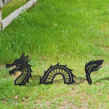 WADORN 3 Styles Dragon Metal Decorative Garden Stakes, Funny Chinese Dragon Metal Silhouette Statues Animals Garden Ornament Gifts Black Yard Art Decoration for Outdoor Backyard Patio Lawn Walkways