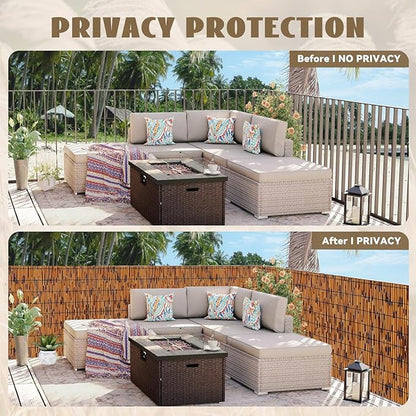 KOIUEYW Bamboo Reed Fencing, Light Russet Bamboo Fence Rolls 3 Feet High, Decorative Reed Curtains Privacy Screen Outdoor for Patio Garden Balcony Backyard, 3 x 16 FT (2 Pcs)