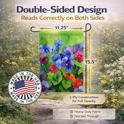 Caroline's Treasures Illinois Violet in Watercolor Garden Flag Mailbox Flag Decorative Yard Flag Banner Outside Patio Artwork Yard Flower Beds, Garden Size, Multicolor