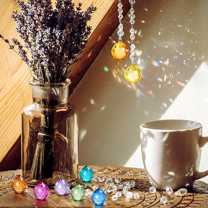 Landical 60 Pack Suncatcher Crystals Ball 20 mm Crystal Prism Clear Window Rainbow Hanging Suncatchers for Wedding, Feng Shui, Gift, Christmas Tree Decoration(Multicolor)