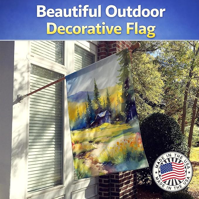 Caroline's Treasures Montana Bitterroot in Watercolor House Flag Large Porch Sleeve Pole Decorative Outside Yard Banner Artwork Wall Hanging, Polyester, House Size, Multicolor