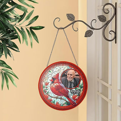 NAZENTI Custom Memorial Photo Gift for Dad, Personalized Stained Glass Window Hanging Suncatcher with Name, Keepsake and Remembrance, Sympathy in Memory of Loved One Gifts