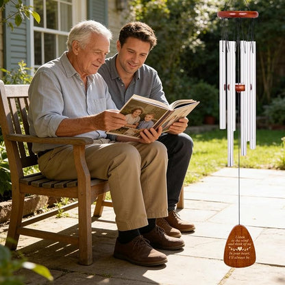 Wind Chimes for Outside, 28" Sympathy Memorial Wooden Wind Chimes for Loss of Loved One Mother Father, Pet Sympathy Gift Suitable for Outdoor, Garden, Patio Decoration Home Decor, Silver