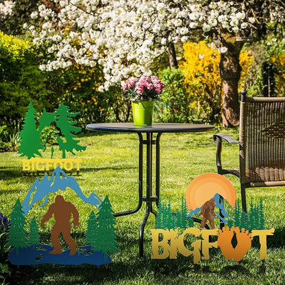 Zonon 3 Pack Metal Christmas Bigfoot Yard Signs Decor, Bigfoot Garden Stake, Big Foot Lovers Gifts for Women Men Outdoor Patio Lawn Pathway Decor