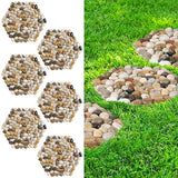 River Rock Stepping Stones Outdoor for Garden Walkway, 12 inch 6 Pcs Hexagon Shape Paver Step Stones Polished Pebble River Stone Mat for Yard Lawn Patio Pathway Walk Way - Multi-Color