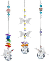 H&D HYALINE & DORA Crystal Suncatcher Window Hanging Ornament Crystals Ball Prism Rainbow Maker Butterfly Decor Pendant Set for Home Garden