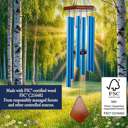Memorial Wind Chimes Outdoor Deep Tone, Wind Chime for Outside, Sympathy Wind-Chime Personalized with 6 Tuned Tubes, Elegant Chime for Garden Patio Balcony and Home