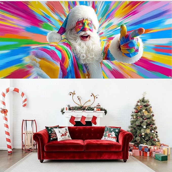7 x 16 ft Christmas Garage Door Decorations Merry Christmas decorations Xmas Garage Door Cover, Happy New Year Hanging Banner for Home,Outdoor,Indoor,Party