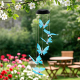 Solar Wind Chimes for Outside, Butterfly Wind Chimes, Color Changing LED Mobile Wind Chime, Solar Butterfly Lights for Outdoor Porch Deck Garden Patio Decor, Blue