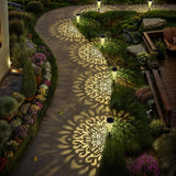 gardencave 6 Pack Solar Lights Outdoor Garden Decorative Mandala Solar Pathway Lights Waterproof Plastic Outside Solar Path Landscape Lights Gardening Gifts for Women Mom Backyard Walkway Yard Decor