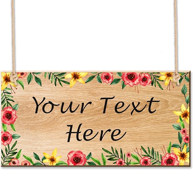 EDSG Personalized Signs Wooden Welcome Sign Custom Door Sign Personalized Plaque Yard Signs Garden Signs for Outside Hanging Wall Sign Home Decor(Design 3)