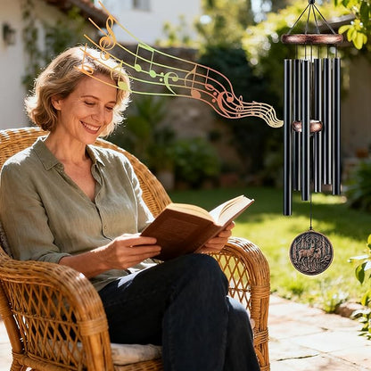 Deer Wind Chimes for Outside, Memorial Gift for Men Women, 32in Resin 3D Deer Relief Windchimes for Patio Yard Garden Decor, Mother's/Father's Day Present