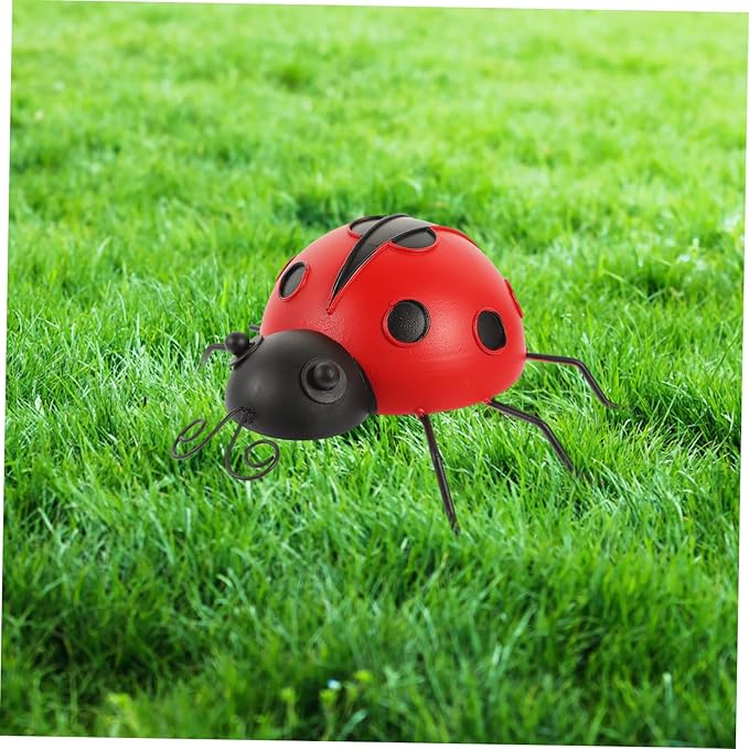 Kisangel 3pcs Fall Decorations Outdoor Ladybug Decorations Iron Ladybug Garden Ornaments Solar Garden Decor