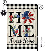 ORTIGIA 4th of July Patrioctic Garden Flag Burlap Vertical Double Sided Independence Day Memorial Day Home Sweet Home Sunflower Small Flag Home Yard Outside Outdoor Decor 12.5x18 Inch