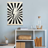 NQDWX Black Lightning Wood Poster Hanger - 12x17 Inch Dark Lightning Bolt Wall Decor, Edgy Teen Boy Room Decor, Punk Rock Music Banner with Rustic Wood Frame. (128)