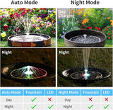 AISITIN 9W Solar Fountain Pump 2026, Solar Water Fountain Kit with 6600mAh Rechargeable Battery & 14 Nozzles & Charging Cable & Remote Control & 11 Colorful LED Lights for Garden Pond Pool Outdoor