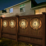gardencave 2 Pack Solar Fence Lights Metal Solar Powered Outdoor Wall Deck Lights Lotus Theme Waterproof Fence Light for Garden Post Patio Backyard Yard Decor (Lotus, 2 Pack)