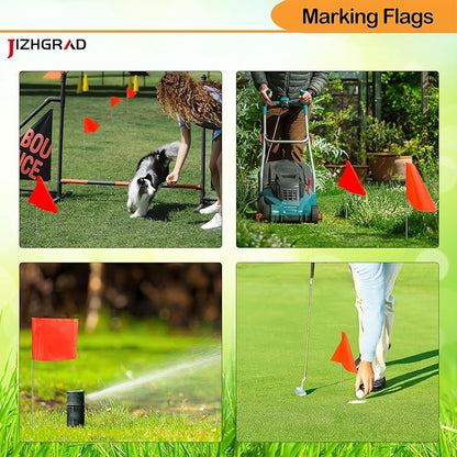 200Pack Orange Marking Flags, JIZHGRAD 15x4x5 Inch Marker Flags Use for Yard & Lawn, Boundary & Dog Training, Survey & Landscape, Sprinkler & Surveyor, Garden & Construction, High Visibility, Sturdy, Versatile, UV & Weather Resistant