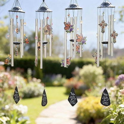 HDCRYSTALGIFTS 34'' Christian Gifts for Women Men, Memorial Wind Chimes for Outside, Religious Christian Sympathy Gifts for Loss of Loved One Mom Dad Friends Home Garden Decor (Cross)