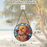 DASTOLL Stained Glass Window Hanging, Cute Dog Abstract Sun Catchers Colorful Glass Panel Texture Suncatcher Decor for Birthday for Women, Men, Wife, Aunt, and Mom 6.3 in