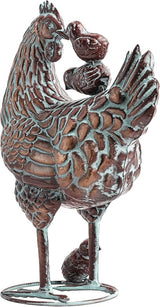 Metal Mother Hen and Chicks Statue for Yard and Garden,13.5" Lx18 H Outdoor Sculptures & Statues, Antique Metal Chicken Yard Art for Home Backyard Patio,Gift for Mom Grandma and Chicken Lovers
