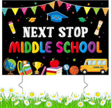 5th Grade Grad Yard Sign - Class of 2026 Elementary Graduate Lawn Sign with Stake Next Stop Middle School Congrats Graduation Waterproof Party Decorations Favors for Outdoor Garden Photo Booth Props