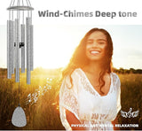 FSVGYY Wind-Chimes-Outdoor-Deep-Tone, Large Soothing Melodic Tones Windchimes, Wind Chimes for Outside, Memorial Wind Chime Best Gift for Mom Women Grandma Neighbors(32" Silver Coated Aluminum)