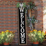 flowtorely Outdoor Welcome Sign for Front Porch Standing 45"×9" Tall Wood Frame Vertical Leaner farmhouse Outside Rustic Large Welcome Sign for Front Door Home Decorations (Wood)