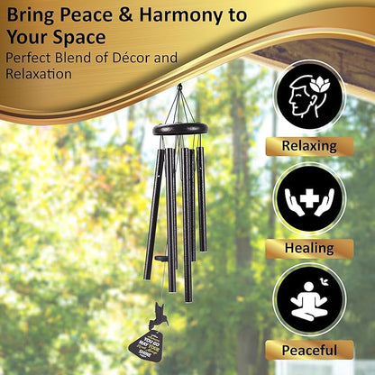 Wind Chimes for Outside – Memorial Wind Chimes 32" for Loss of Loved One with Hummingbird Spinner, Bereavement & Sympathy Gift, Soothing Tones, Bronze Finish