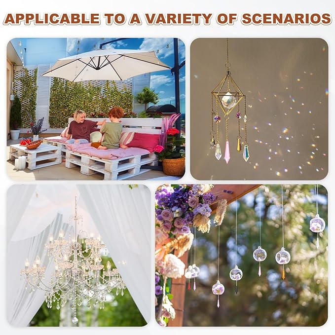M METERXITY 10-Pack Crystal Icicle Prisms, 53mm/2.09 Inch Chandelier Pendant Maker Hanging Crystals Chandelier Prisms for Home/Windows/Garden/DIY Decoration[Lake Blue]