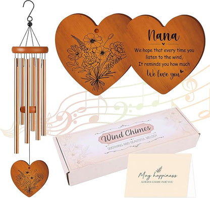 Nana Wind Chimes for Outside, Best Gifts for Nana Windchimes Outdoors for Patio Porch Garden Yard Hanging, Mothers Day Birthday Gifts for Nanas Grandma from Grandkids