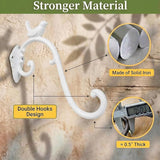 Z metnal Cast Iron Plant Hanger - Bird Rustic Wall Mounted Hanging Basket Holder for Outdoor Garden, Patio, Porch Decor - Heavy Duty Metal Hook Bracket, White