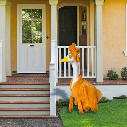 Lady Porch Goose Outfit for 23'' Lawn Statue, Winter Goose Statue Clothes, Yellow Bathrobe Cucumber Mask for Outdoor Garden Lawn Yard Patio Decoration
