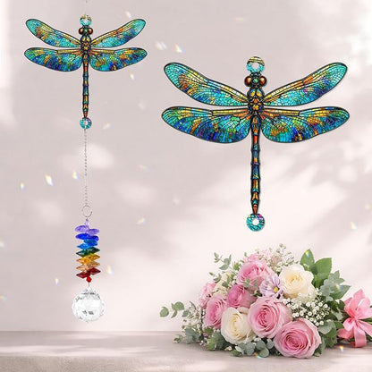 1 Layered Ornament Suncatcher - Dragonfly Gifts - Dragonflies Decor - Dragonfly Keepsake - Rainbow Maker - Hanging Home Decor Mother's Day Father's Day Christmas Birthday Gifts for Women, Men