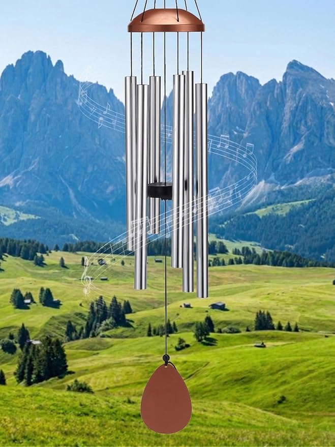 Large Alu Wind Chimes 37 Inch Zen Atmosohere A Gift for Mon Neighbor Suit for Garden Outdor Yoga Patio Decoration Unisex Silver