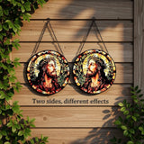 Stained Glass Window Hanging - Jesus Suncatcher, Sun Catchers Decor for Window Hanging, Christian Gifts for Women Men Mom Wife Religious Faith Home Decor 7.8in