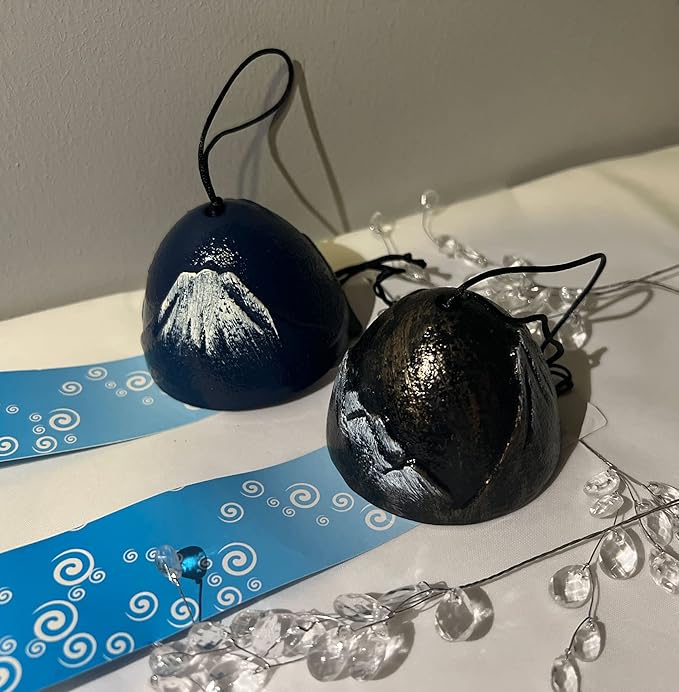 Cast Iron Windchimes, Set of 3 Bless Temple Wind Bell, Japanese Style Mount Fuji Wind Chime, Hanging Decoration for Garden Patio Door Room Outdoor