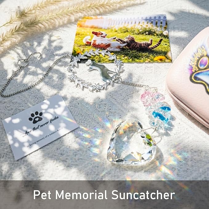 Cat Memorial Suncatcher - Sympathy Gift for Loss of a Cat, Pet Bereavement Gift, Remembrance Sun Catcher for Passing of a Beloved Pet
