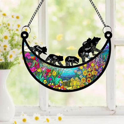 Personalized Grandma Sun Catchers, Custom Mama Bear Sun Catcher Acrylic, Custom Bear Family Wood Ornament, Mothers Day Grandma Mom Gifts, Gifts for Nana Mimi 3