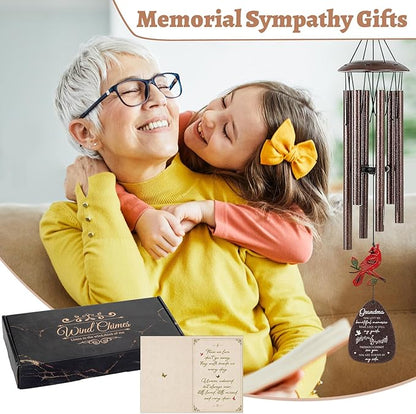 Memorial Gifts for Loss of Grandma - 36'' Memorial Wind Chimes for Outside, Sympathy Bereavement Condolence Grief Remembrance Funeral Gifts for Loss of Grandmother Love One, with S Hook Card