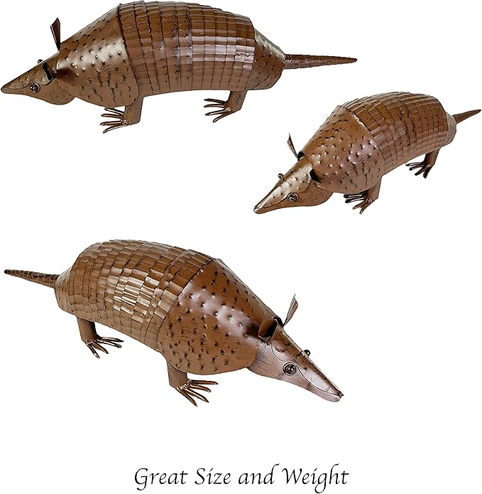 Urbalabs Metal Yard Art Springy Metal Armadillo Figure Texas Western Decor Large 21 Inch Metal Garden Decor Outdoor Statues Metal Yard Art Sculptures Rustic Yard Decorations (21 Inch)
